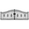 14 ft. Wrought Iron Driveway Gate - Flower Design, Heavy-Duty