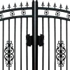 14 ft. Wrought Iron Driveway Gate - Flower Design, Heavy-Duty