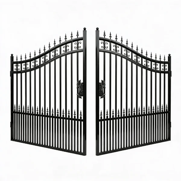 16 ft. Wrought Iron Driveway Gate - Arrow Design, Heavy-Duty