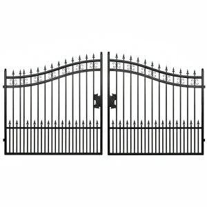 16 ft. Wrought Iron Driveway Gate - Arrow Design, Heavy-Duty
