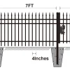 144FT 7’×4′ Sharp Top Industrial Ornamental Fencing Line - 20 Panels & 2 Gate