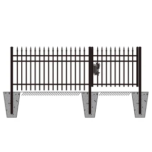 144FT 7’×4′ Sharp Top Industrial Ornamental Fencing Line - 20 Panels & 2 Gate