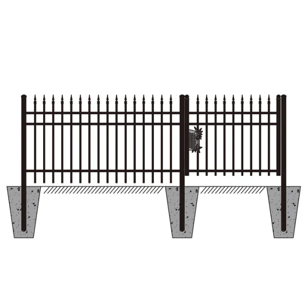 144FT 7’×4′ Sharp Top Industrial Ornamental Fencing Line - 20 Panels & 2 Gate